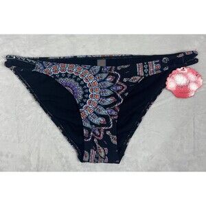 Coral Tropics Bikini Bottom Swimwear Black Multicolor Size XL NEW